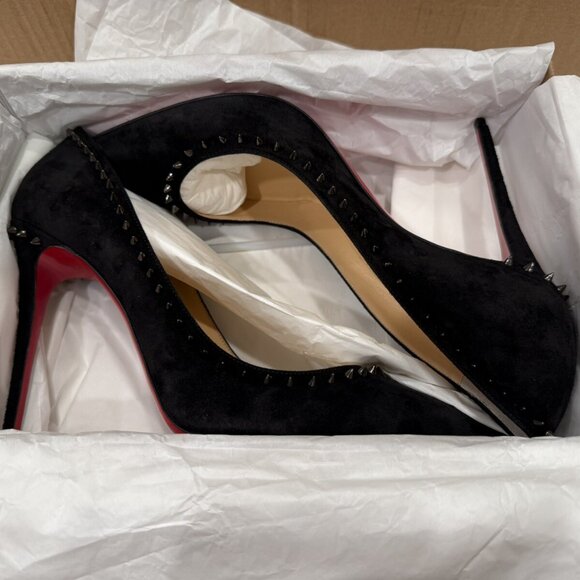 Christian Louboutin Anjalina 100 Black Veau Velours - Picture 10 of 13